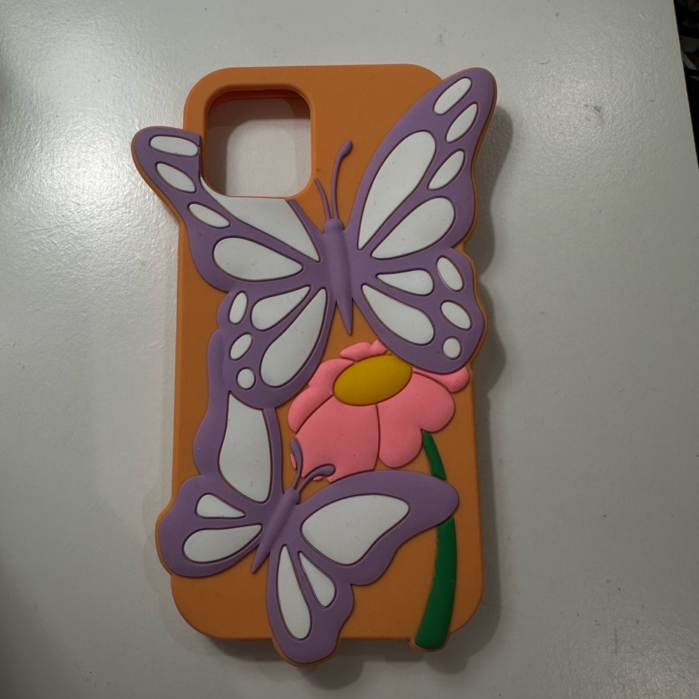 Orange Butterfly & Flower Phone Case iPhone 12